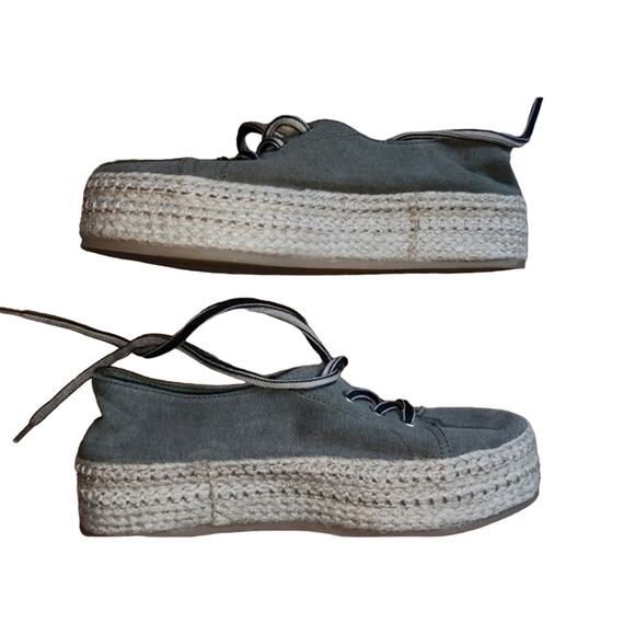 Pajar Espadrille Sneakers Olive Green‎ Canvas Lace Up Casual Shoes - Picture 6 of 10
